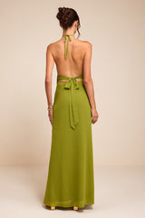 Piper Chartreuse Cowl-Front Maxi Dress