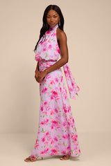 Kenzie Lavender Multi Floral Backless Maxi Dress
