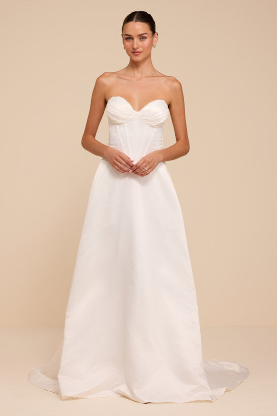 Gwen White Satin Bustier Wedding Dress