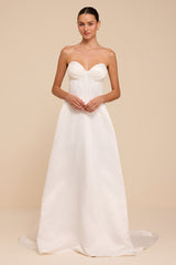 Gwen White Satin Bustier Wedding Dress