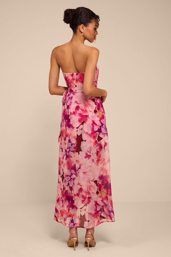 Shelby Pink Multi Floral Wrap Midi Dress