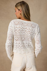 Clea Ivory Crochet Button-Front Cardigan