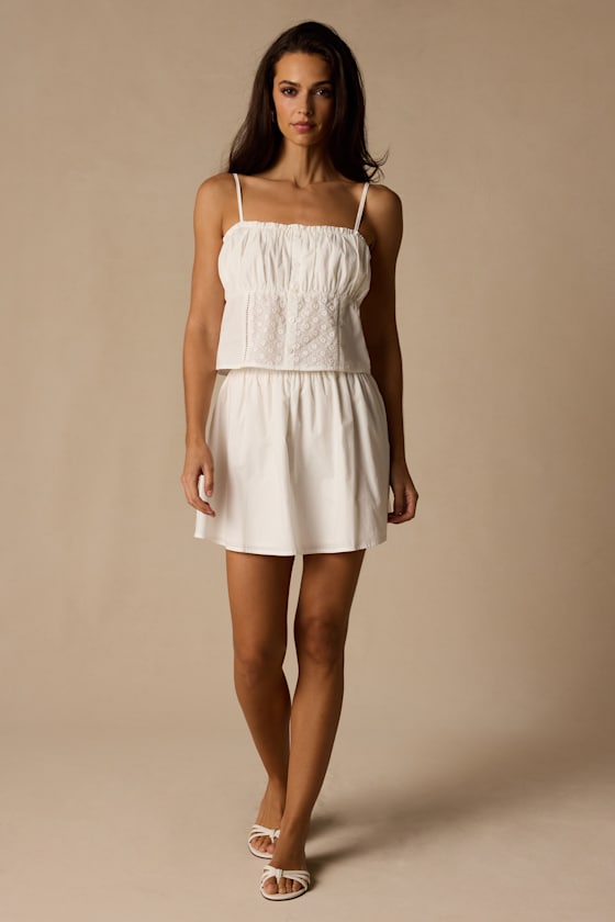 Sasha Ivory Cotton Eyelet Embroidered Cami