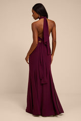 Miselle Plum Mock Neck Maxi Dress