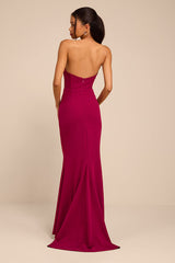 Laney Dark Magenta Strapless Corset Maxi Dress