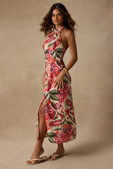 Paloma Ivory Multi Floral Halter Midi Dress
