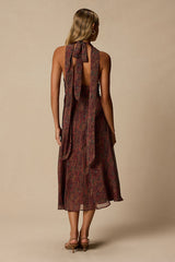 Kylinda Rust Multi Paisley Midi Dress and Scarf Set