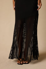 Empression Black Asymmetrical Pleated Midi Dress