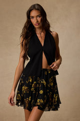 Rylan Black Floral Skater Mini Skirt