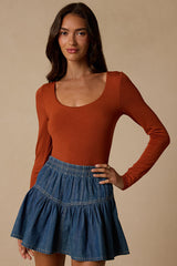 Easily Loved Rust Long Sleeve Bodysuit