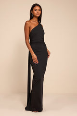 Cressida Black Slinky Knit One-Shoulder Mermaid Maxi Dress