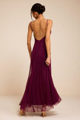 Atori Plum Mesh Sleeveless Maxi Dress