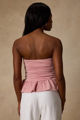 Philomena Red Striped Strapless Peplum Top