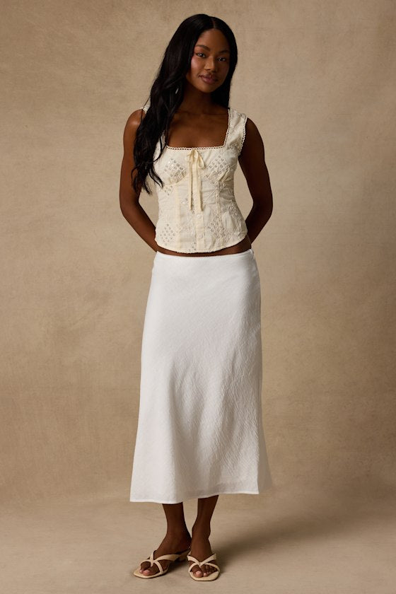 Antionette Cream Embroidered Sequin Button-Front Top