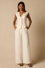 Greta Cream High-Rise Wide-Leg Trousers