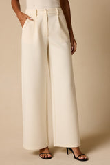 Greta Cream High-Rise Wide-Leg Trousers