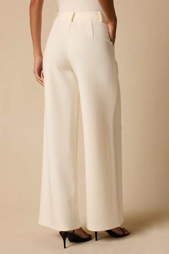 Greta Cream High-Rise Wide-Leg Trousers