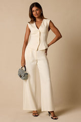 Greta Cream Button-Up Vest Top