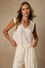 June Cream Crochet Lace Tank Top