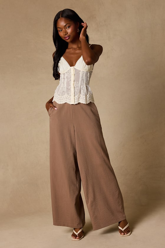 Cooper Light Brown Wide-Leg Pants