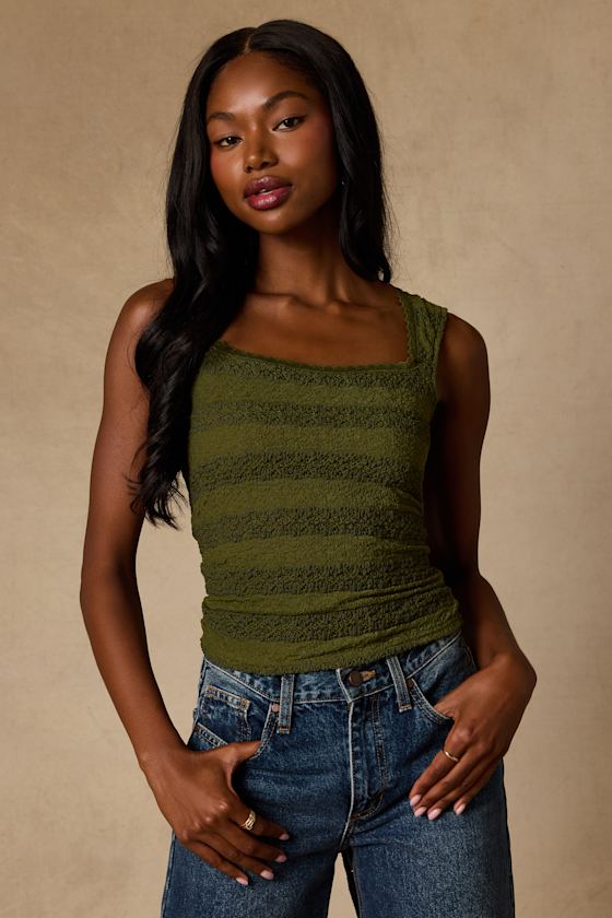Prestyn Olive Tie-Back Tank Top