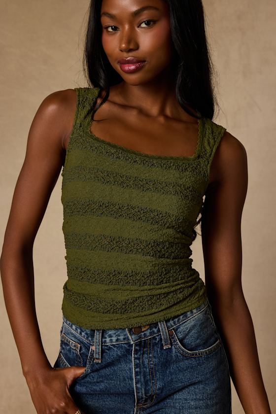 Prestyn Olive Tie-Back Tank Top