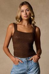 Prestyn Brown Tie-Back Tank Top