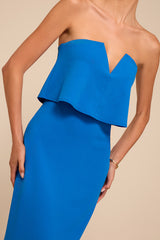 Lyanna Bright Blue Strapless Column Maxi Dress