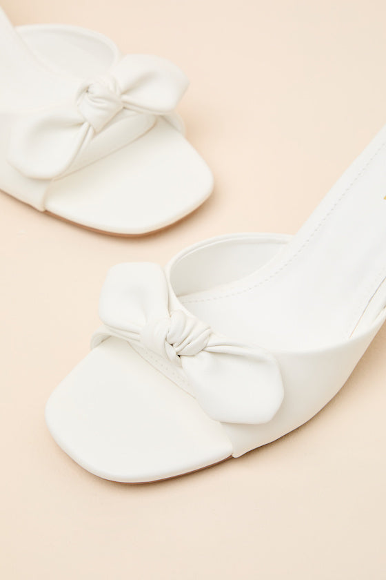 Lancee Bone Bow High Heel Slide Sandals