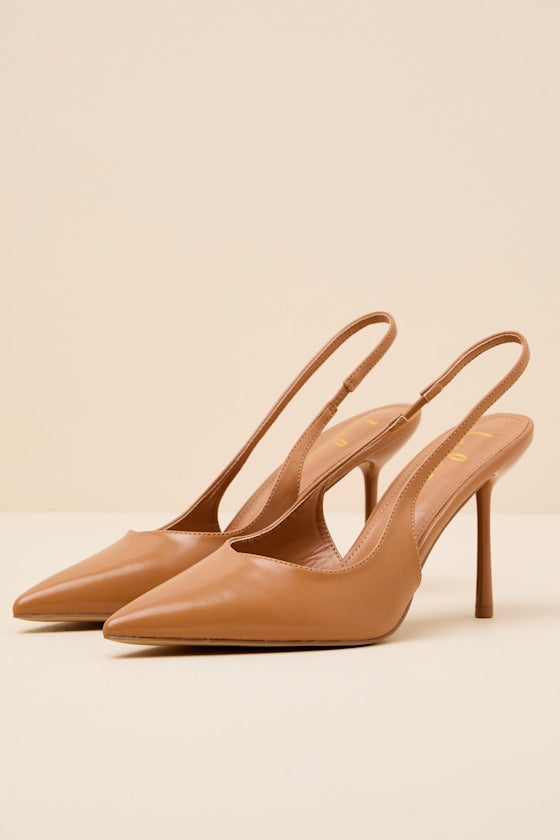 Lonnie Tan Pointed-Toe Slingback Pumps