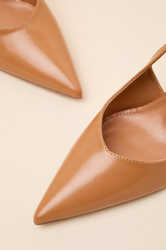 Lonnie Tan Pointed-Toe Slingback Pumps