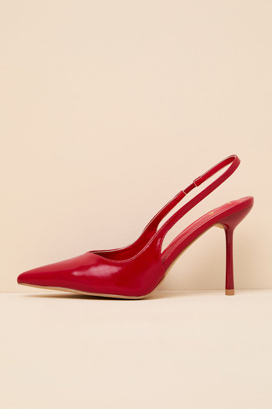 Lonnie Red Pointed-Toe Slingback Pumps