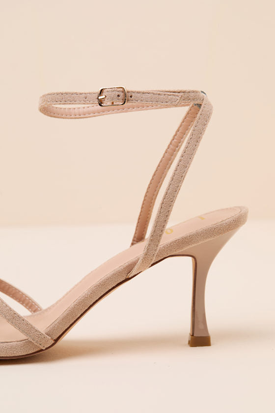 Salix Light Nude Suede Ankle Strap High Heel Sandals