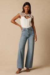 Coveted Crush Ivory Lace Tie-Neck Bodysuit