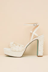 Enola Ivory Pearl Platform Ankle Strap High Heel Sandals