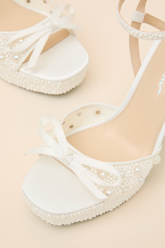 Enola Ivory Pearl Platform Ankle Strap High Heel Sandals
