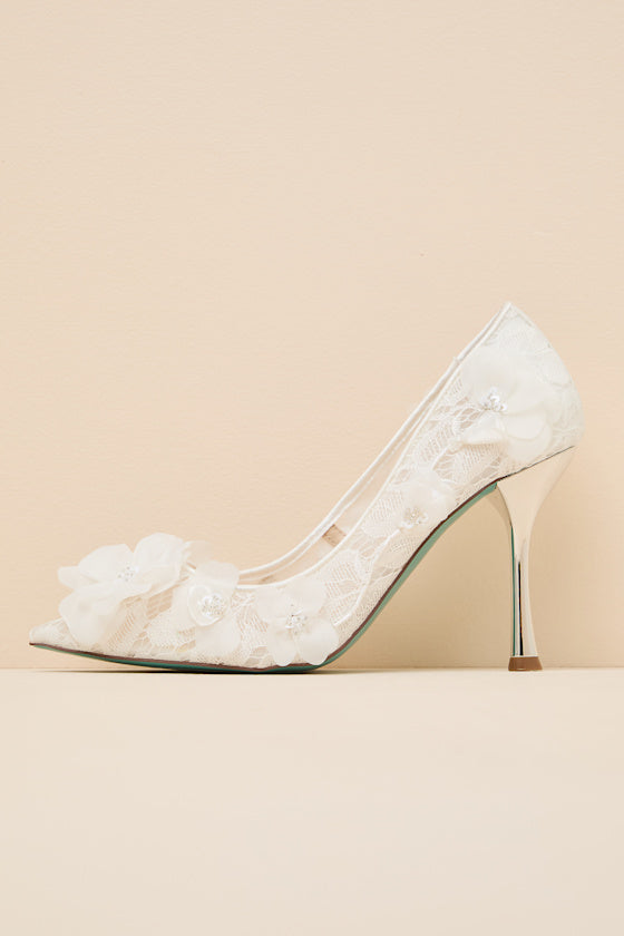 SB-Darcy Ivory Floral Lace Pointed-Toe Pumps