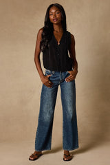 Brandi Black Button-Front Tank Top