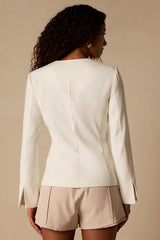 Myanna Ivory Long Sleeve Blazer Top