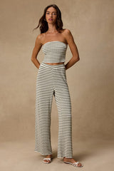 Esmira Ivory and Sage Striped Knit Top