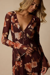 Hayden Brown Multi Floral Mesh Mini Dress