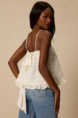 Junya Ivory Sequin Bow Cami Top