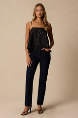 Junya Black Sequin Bow Cami Top