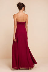 Kamalia Wine Red Strapless Maxi Dress