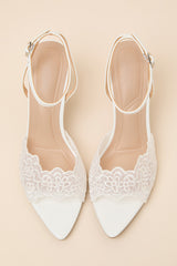 Regatta White Lace Ankle Strap High Heel Sandals