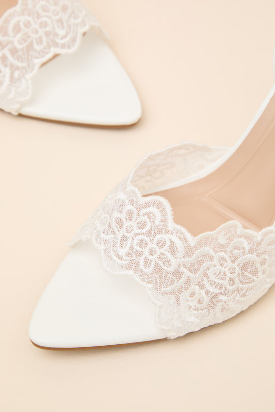 Regatta White Lace Ankle Strap High Heel Sandals