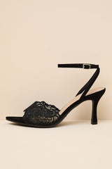 Regatta Black Lace Ankle Strap High Heel Sandals