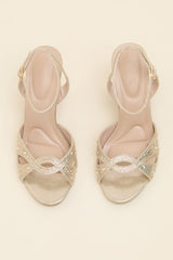 Olamide Gold Rhinestone High Heel Ankle Strap Sandals
