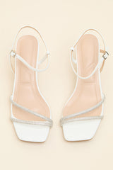 Aldena White Rhinestone High Heel Sandals