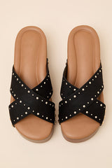 Loma Black Studded Platform Slide Sandals